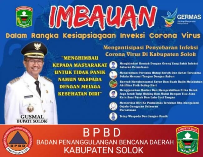 Himbauan Bupati Solok Tentang Kewaspadaan Terhadap Penyakit Infeksi Coronavirus Disease (COVID-19)